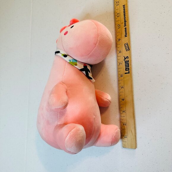 Adorable Pink Dinosaur Plush Toy With Quirky Bandana Pink Dino Stuffed Animal - Picture 5 of 11